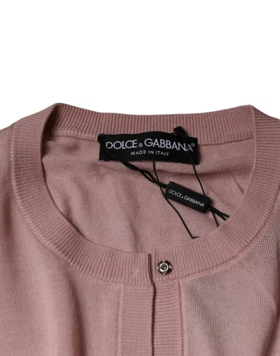 Pre-owned Dolce & Gabbana Pink Wool Knit Button Down Cardigan Women's Sweater ()