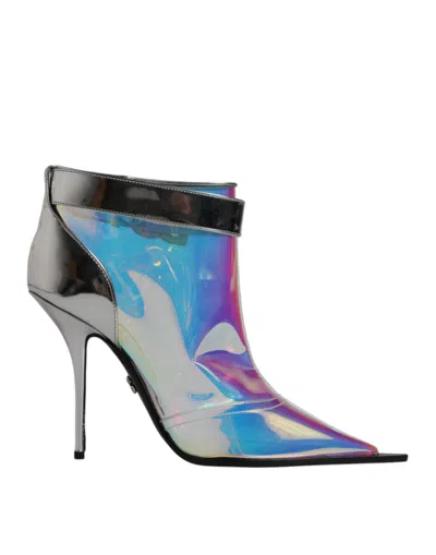 Pre-owned Dolce & Gabbana Shoes Silver Iridescent Pointed Short Women's Boots ()