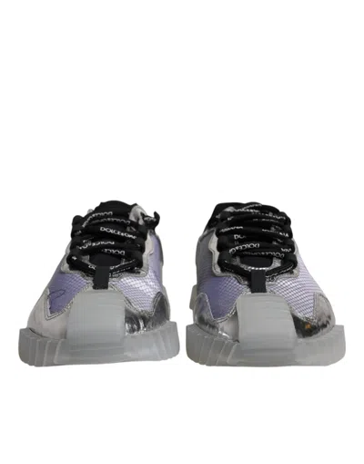 Pre-owned Dolce & Gabbana Silver Black Nylon Ns1 Low Top Sneakers Men's Shoes () In Black | Silver