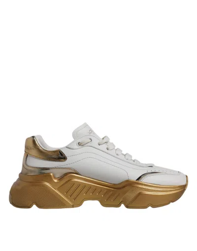 Pre-owned Dolce & Gabbana White Gold Daymaster Low Top Sneakers Women's Shoes ()