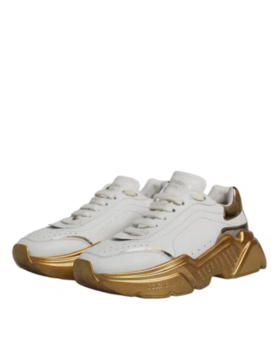 Pre-owned Dolce & Gabbana White Gold Daymaster Low Top Sneakers Women's Shoes ()