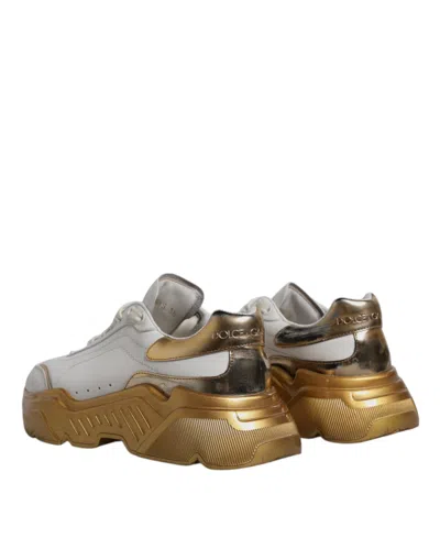 Pre-owned Dolce & Gabbana White Gold Daymaster Low Top Sneakers Women's Shoes ()