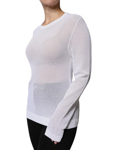 Pre-owned Dolce & Gabbana White Mesh See Through Long Sleeves Women's Top ()