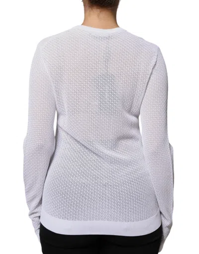 Pre-owned Dolce & Gabbana White Mesh See Through Long Sleeves Women's Top ()