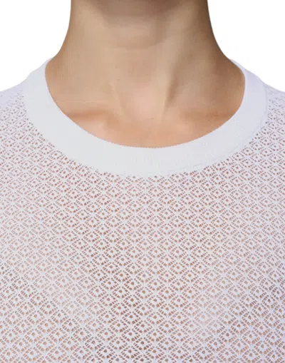 Pre-owned Dolce & Gabbana White Mesh See Through Long Sleeves Women's Top ()