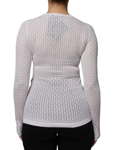 Dolce & Gabbana White Silk Button Down Cardigan Women's Sweater () In White