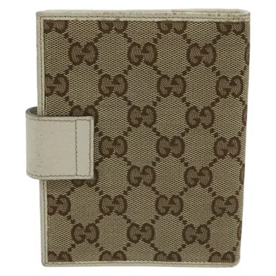 Pre-owned Gucci Couverture Agenda Beige Canvas Wallet  ()