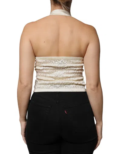 Pre-owned L'autre Chose Off White Silk Sleeveless Buttoned Halter Women's Top ()