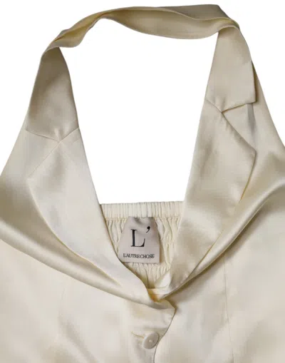 Pre-owned L'autre Chose Off White Silk Sleeveless Buttoned Halter Women's Top ()