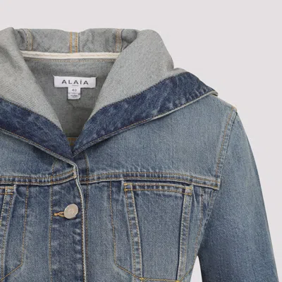 Shop Alaïa Hooded Jacket Women In Blue