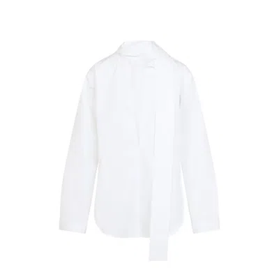 Alaïa Elegant Cotton Scarf Blouse For Women In White