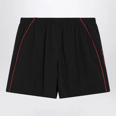 Balenciaga Rainbow Logo Elastic Waist Mesh Swim Shorts In Black