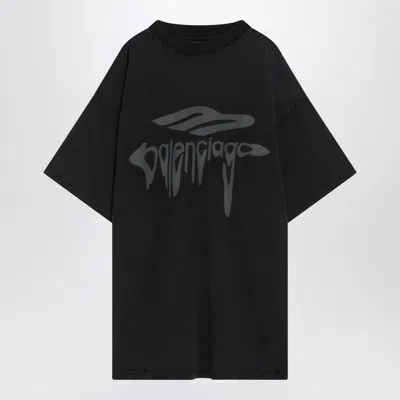 Balenciaga 3d Liquified Effect Cotton T-shirt In Black