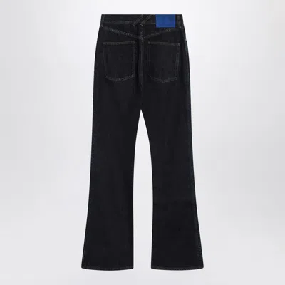 Burberry Straight Leg Trousers Contrast Stitching In Blue