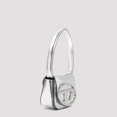 Diesel Metallic Silver Shoulder Bag 1dr Compact With Adjustable Strap In Silver