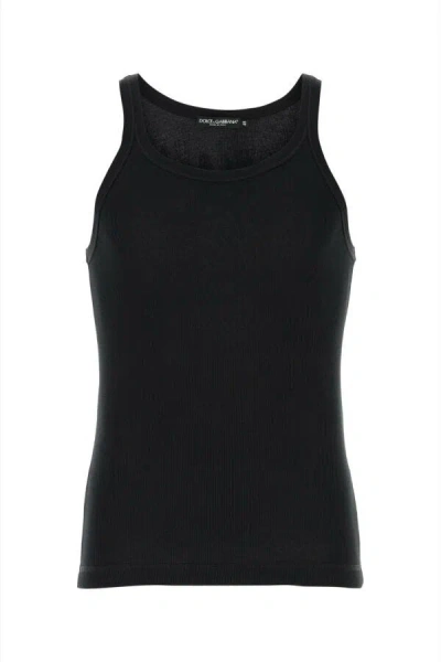 Dolce & Gabbana Marcello Ribbed-knit Tank Top In Black