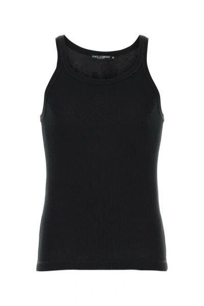 Dolce & Gabbana Marcello Ribbed-knit Tank Top In Black