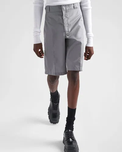 Prada Re-nylon Bermudas In Gray