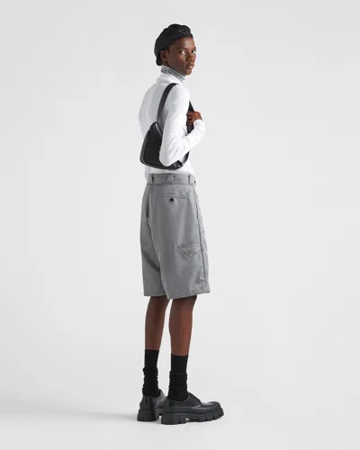 Prada Re-nylon Bermudas In Gray