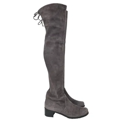 Stuart Weitzman Suede Lowland Thigh High Boots In Grey