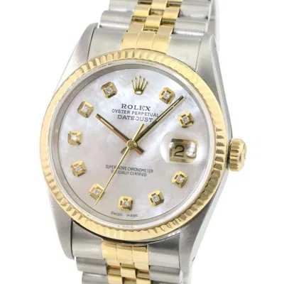 Rolex White Mop Mens Datejust 2tone Diamond Dial Diamond Bezel 36mm Watch In Multi