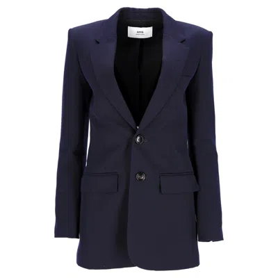 Ami Alexandre Mattiussi Ami Single-breasted Blazer In Navy Blue Wool In Blue