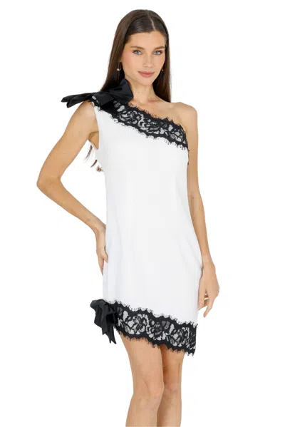 Akalia Zeena One Shoulder Lace Mini Dress In Black