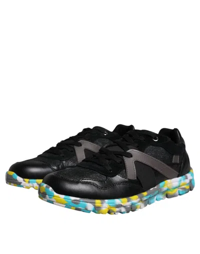 Dolce & Gabbana Black Polyester Low Top Men Sneakers Shoes In Black