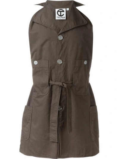 Shop Telfar Sleeveless Belted Jacket - Brown