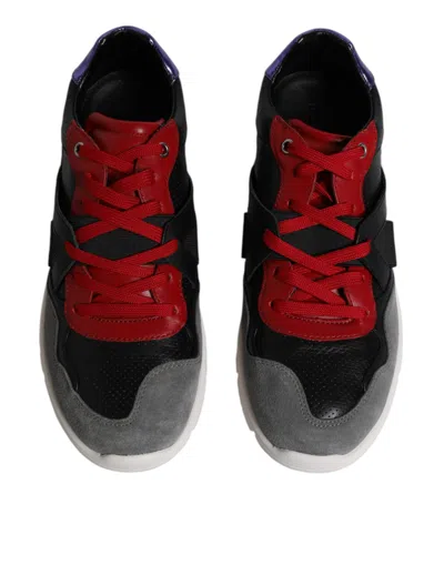 Dolce & Gabbana Multicolor Leather Suede Low Top Sneakers Shoes In Multicolor