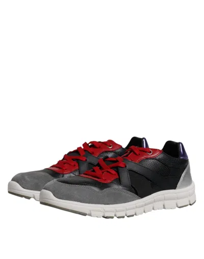 Dolce & Gabbana Multicolor Leather Suede Low Top Sneakers Shoes In Multicolor