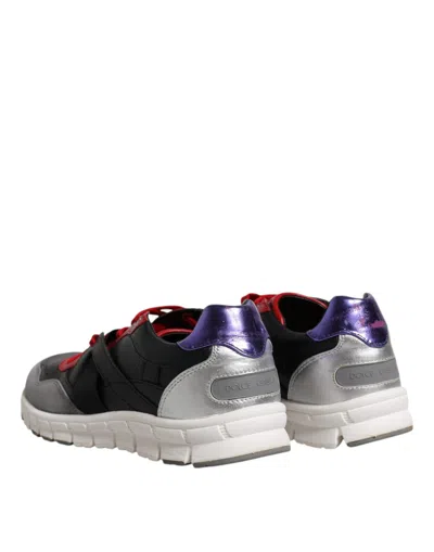 Dolce & Gabbana Multicolor Leather Suede Low Top Sneakers Shoes In Multicolor