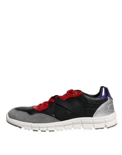 Dolce & Gabbana Multicolor Leather Suede Low Top Sneakers Shoes In Multicolor