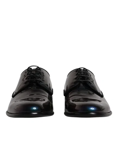 Dolce & Gabbana Black Leather Derby Formal Dress Men Shoes In Multicolor