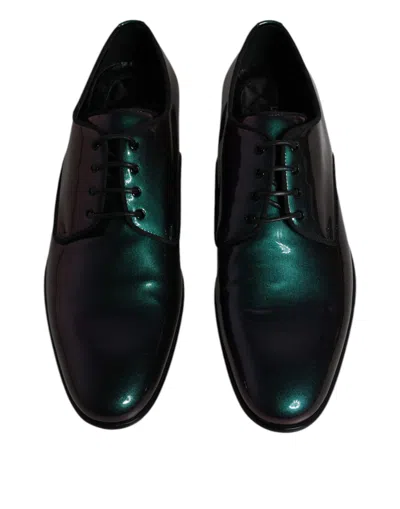 Dolce & Gabbana Black Leather Derby Formal Dress Men Shoes In Multicolor