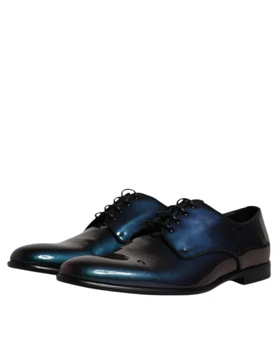 Dolce & Gabbana Black Leather Derby Formal Dress Men Shoes In Multicolor