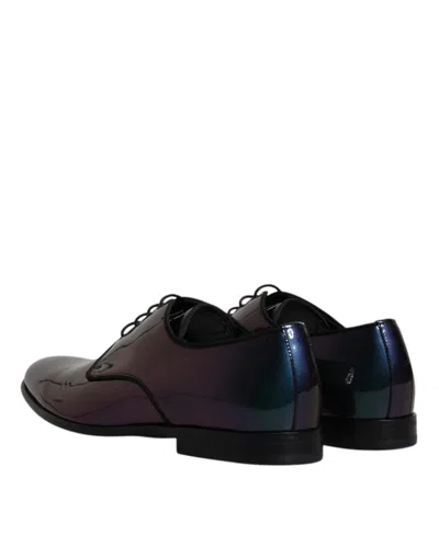 Dolce & Gabbana Black Leather Derby Formal Dress Men Shoes In Multicolor