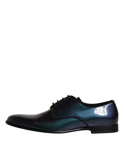 Dolce & Gabbana Black Leather Derby Formal Dress Men Shoes In Multicolor