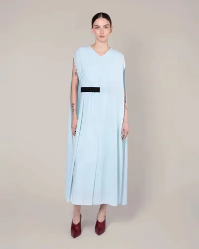Roksanda Fyera Belted Cape-effect Crepe Midi Dress In Blue