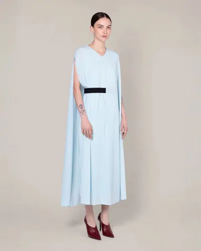 Roksanda Fyera Belted Cape-effect Crepe Midi Dress In Blue