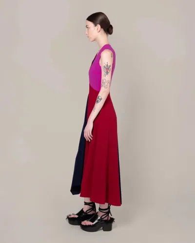 Roksanda Miral Asymmetric Color-block Crepe De Chine Midi Dress In Pink