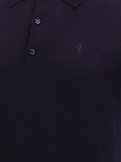 Burberry Wool Polo Shirt In Blue