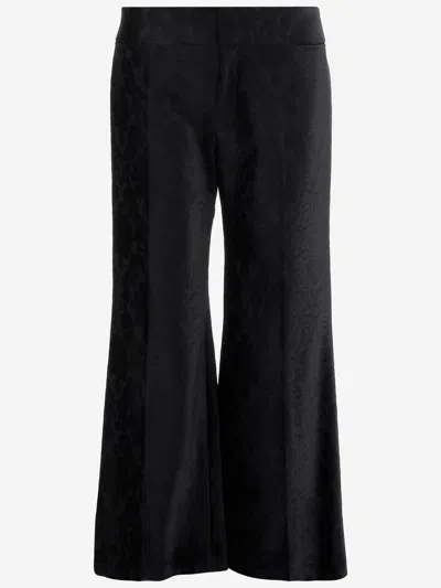 Chloé Black Pants With High Waist And Wide Leg In Viscose Blend Stretch Woman In Black
