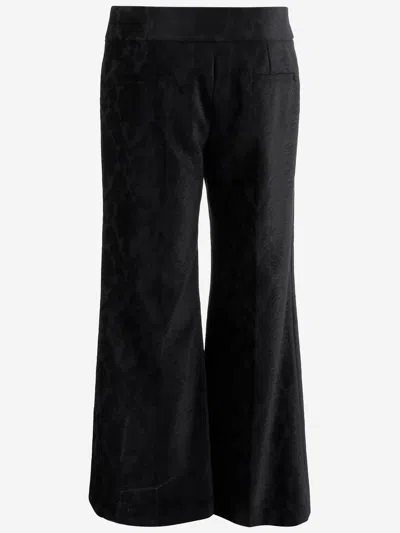 Chloé Black Pants With High Waist And Wide Leg In Viscose Blend Stretch Woman In Black