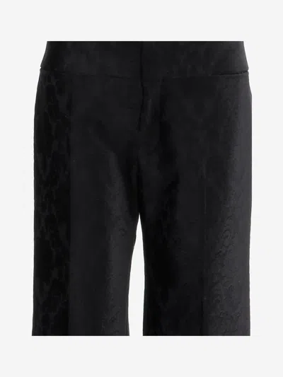 Chloé Black Pants With High Waist And Wide Leg In Viscose Blend Stretch Woman In Black