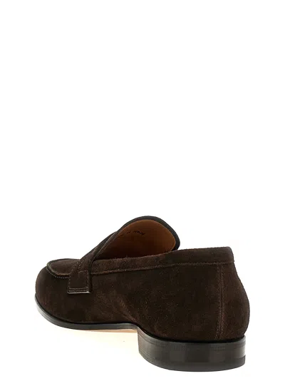 Church's Round Toe Suede Loafers With Penny Strap In Brown
