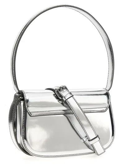 Diesel 1dr Mirror Leather Shoulder Bag In Silver
