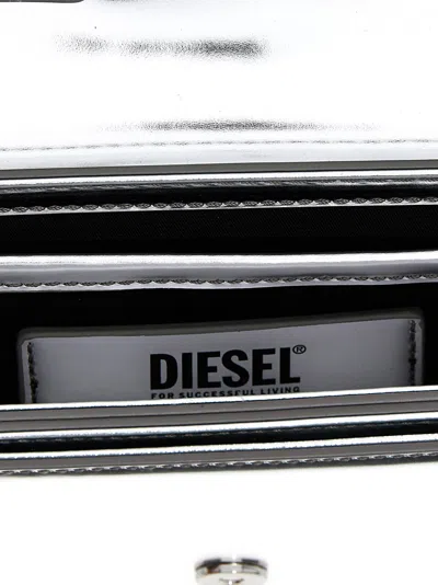 Diesel 1dr Mirror Leather Shoulder Bag In Silver