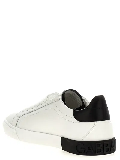 Dolce & Gabbana White Low Top Sneaker With Animal-motif Logo In Leather Woman