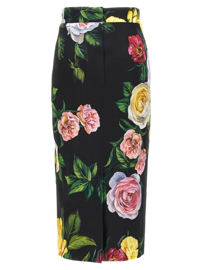 Dolce & Gabbana Multicolor Shirt With Oversize Pointed Collar And All-over Floral Motif In Silk Stretch Woman